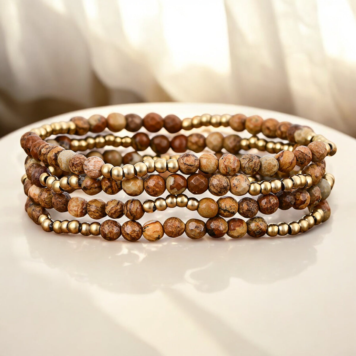 Golden Earth Jasper Bracelet Set