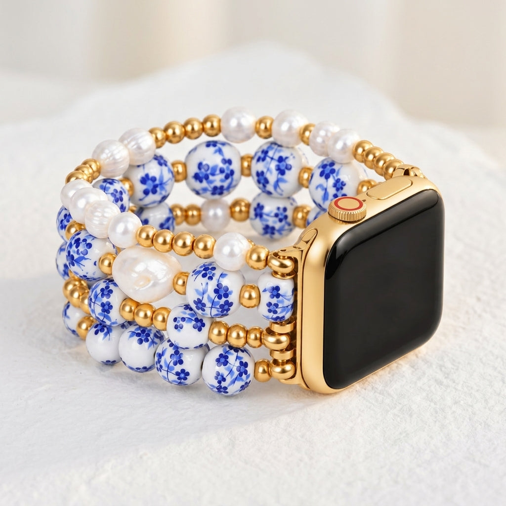 Porcelain Garden Sapphire Bloom Apple Watch Strap