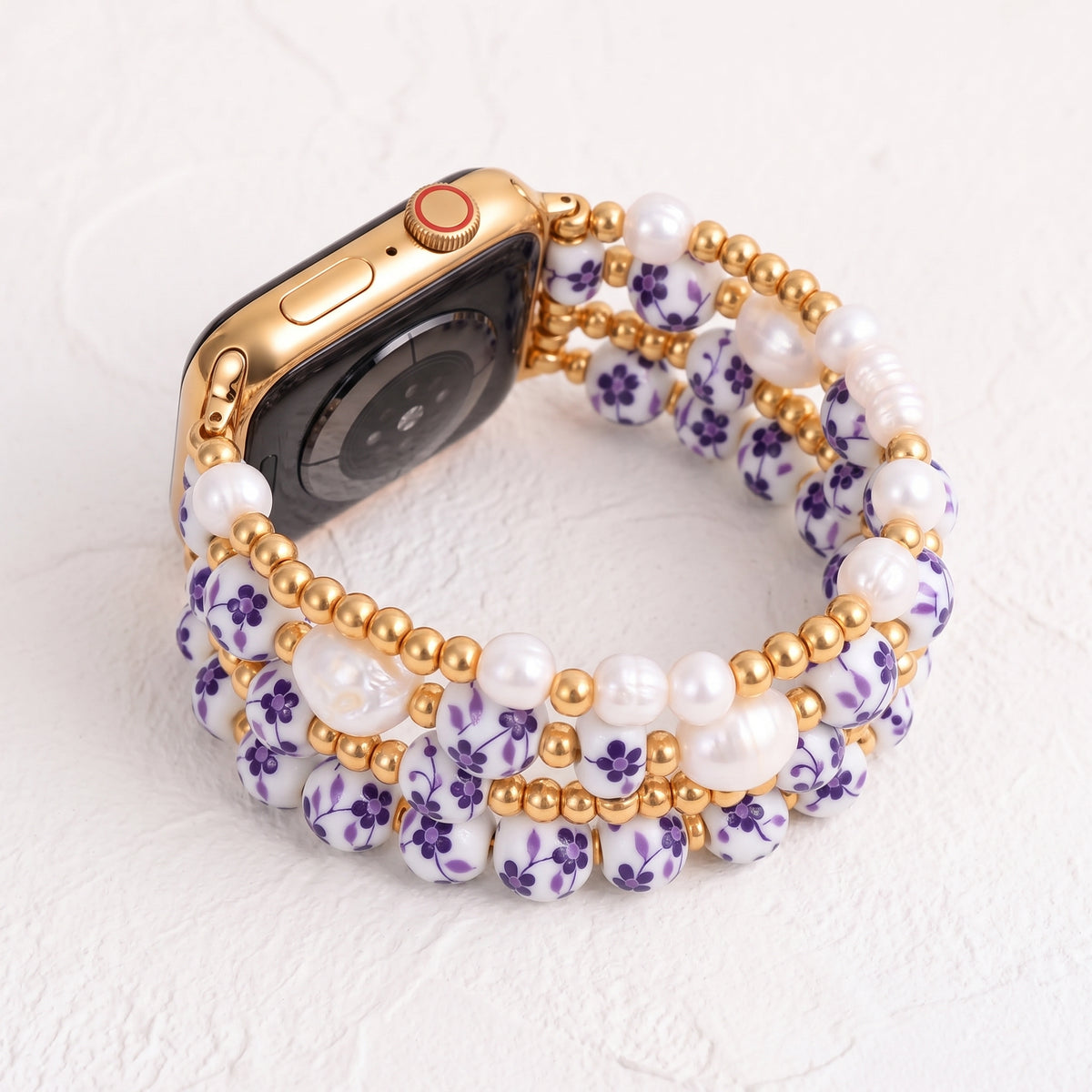 Porcelain Garden Violet Bloom Apple Watch Strap
