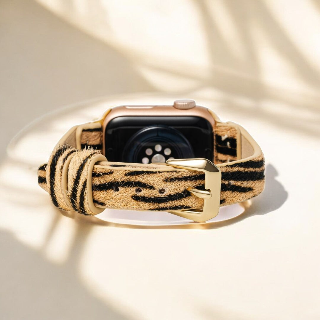 Elegant Stripes Leather Apple Watch Strap