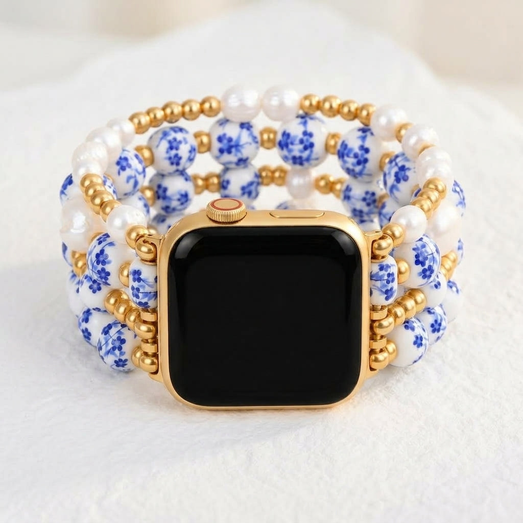Porcelain Garden Sapphire Bloom Apple Watch Strap