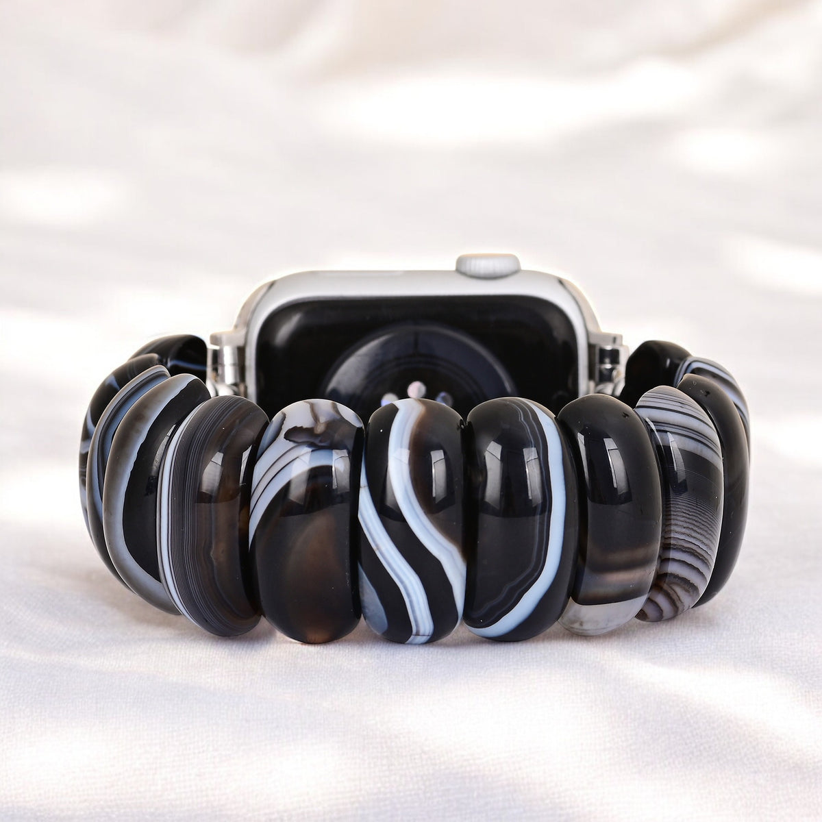Black Marble Agate Apple Watch Strap