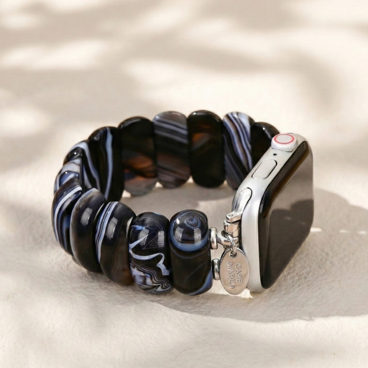 Black Marble Agate Apple Watch Strap