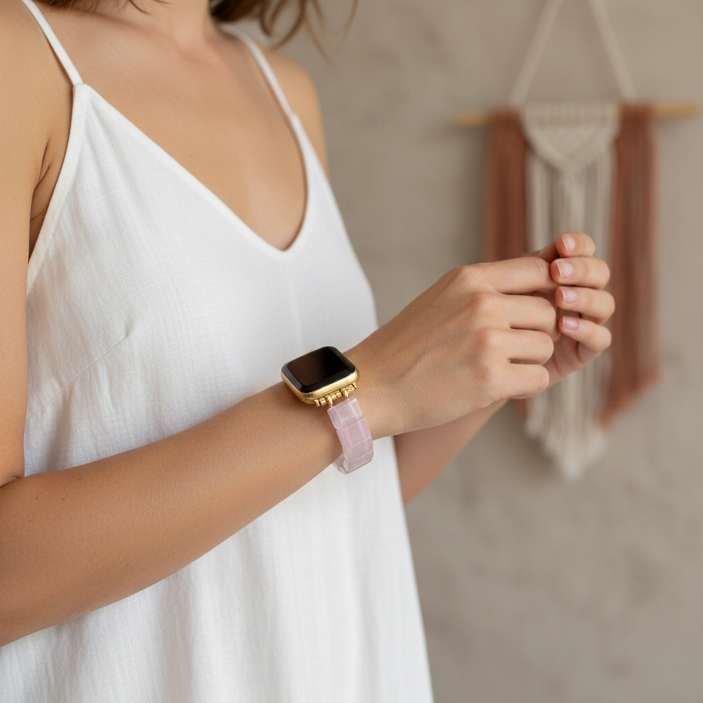 Blush Love Quartz Stretch Apple Watch Strap