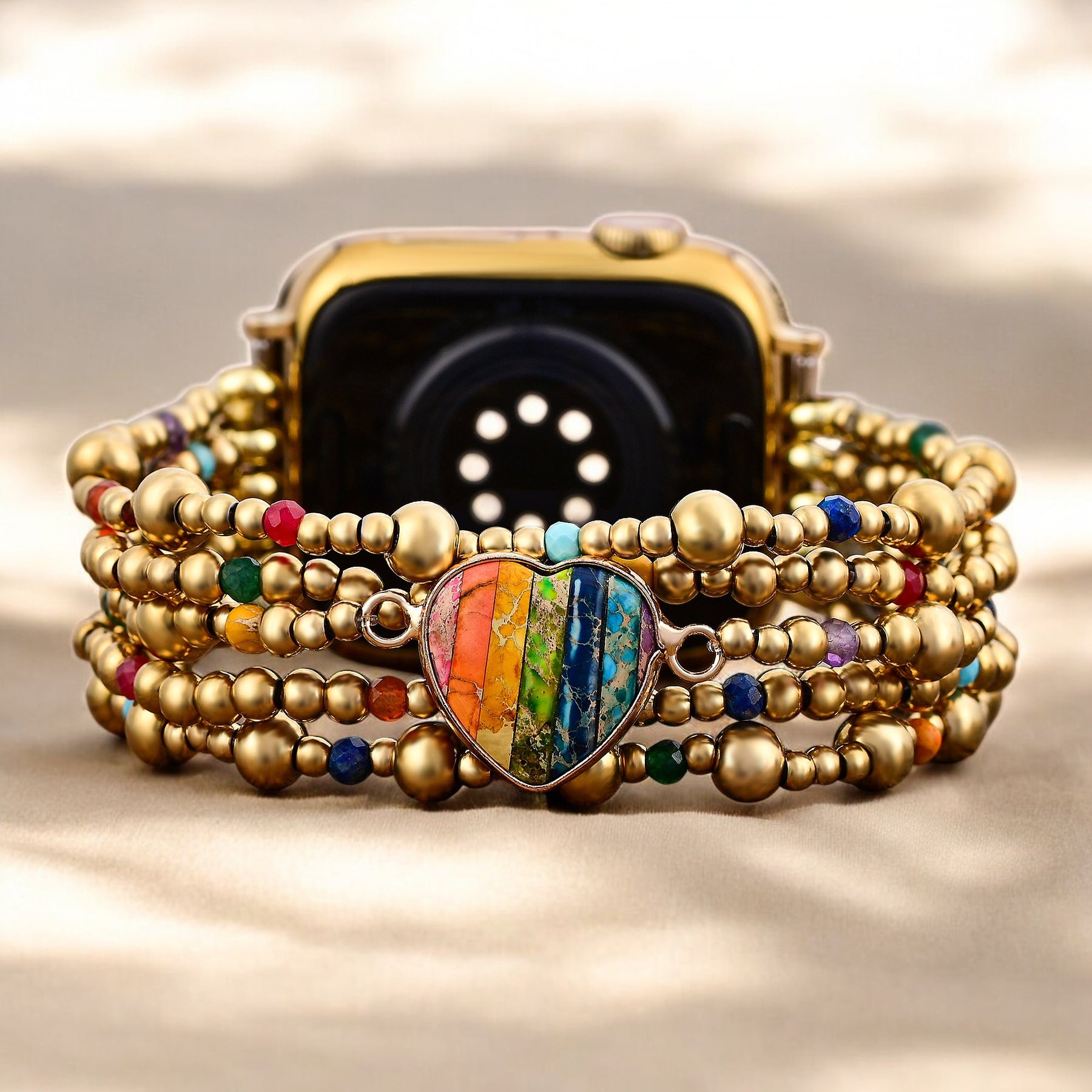 Golden Essence Heart Stretch Apple Watch Strap