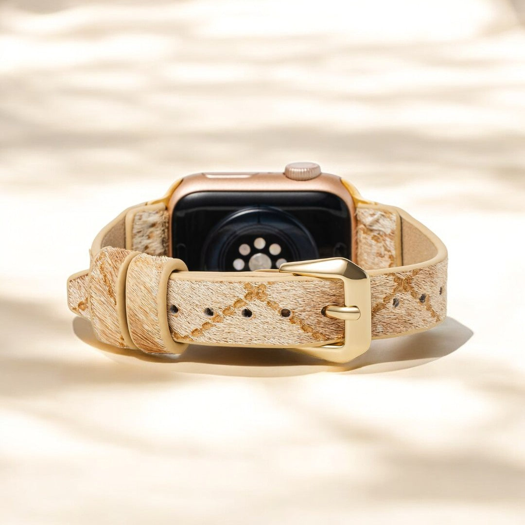 Driftwood Hues Leather Apple Watch Strap
