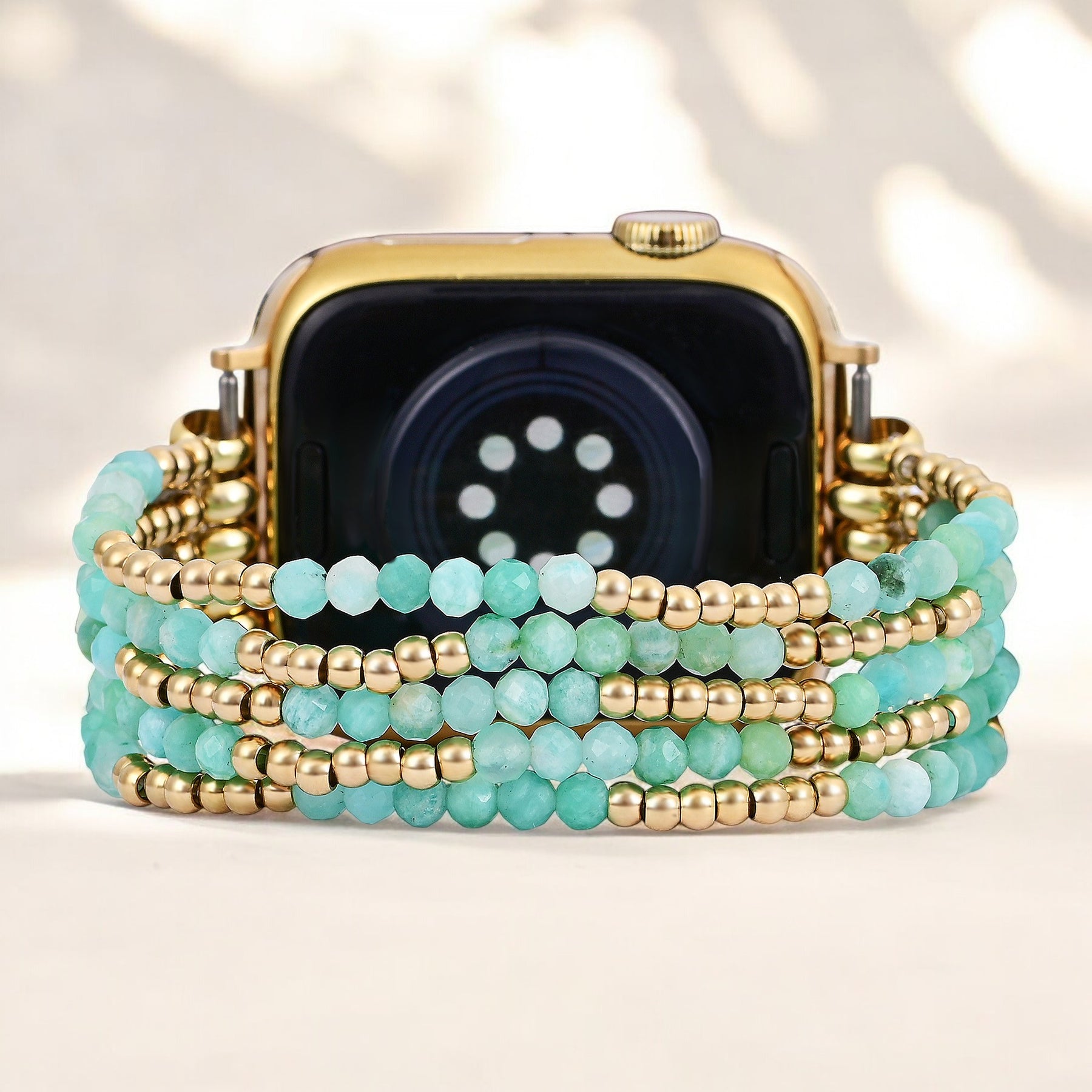 Glowing Amazonite Stretch Apple Watch Strap
