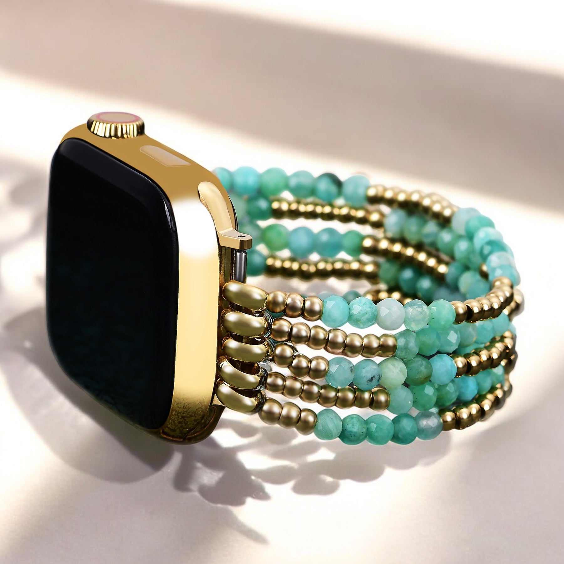Glowing Amazonite Stretch Apple Watch Strap