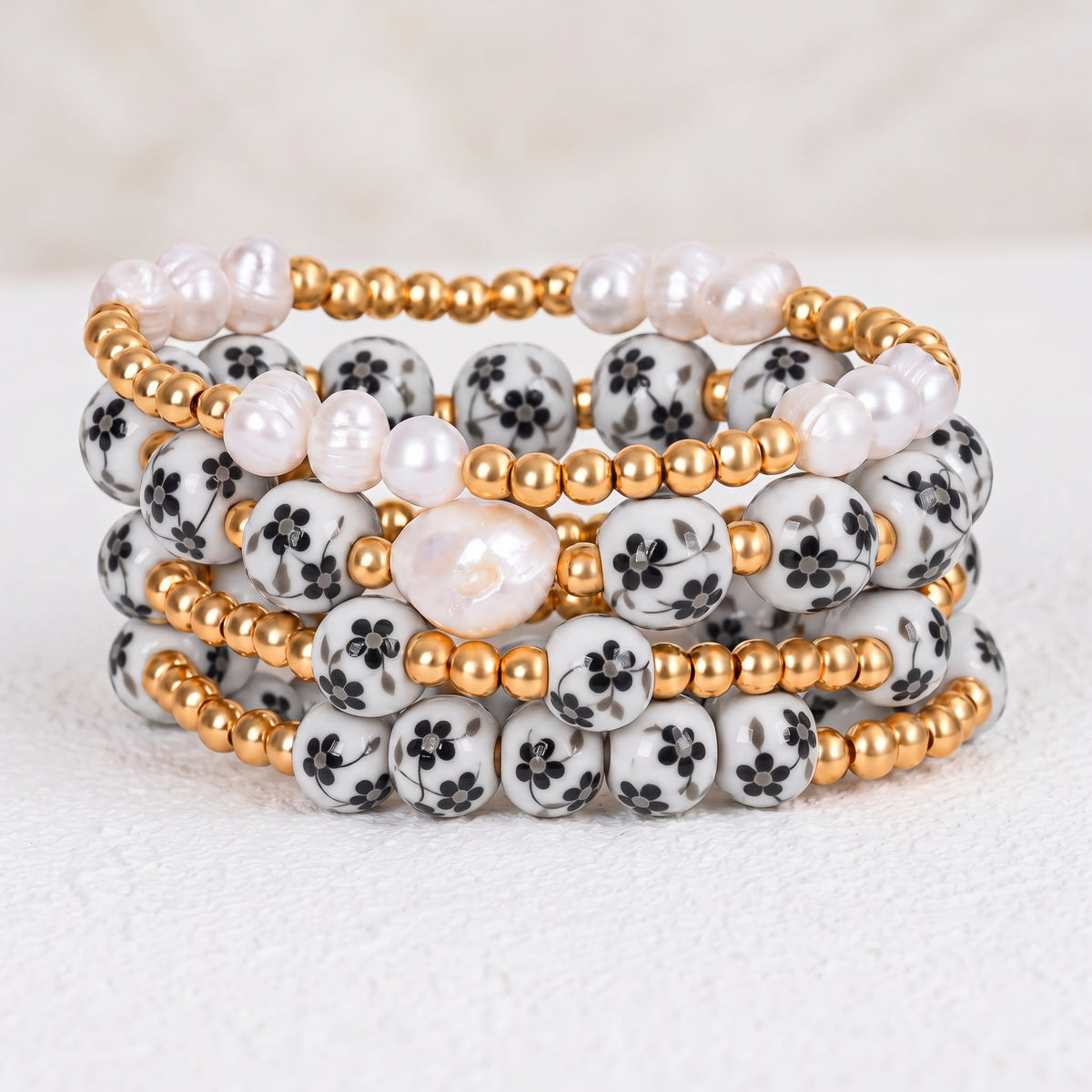 Porcelain Garden Midnight Bloom Bracelet Set