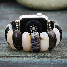 Obsidian Frost Agate Stretch Apple Watch Strap