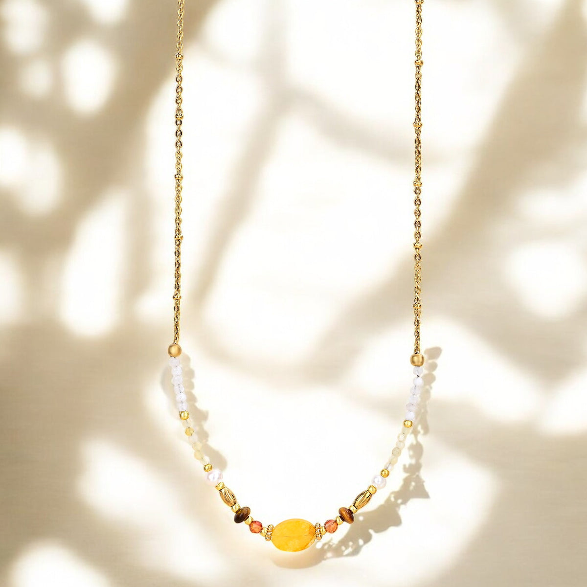 Golden Serenity Gemstone Necklace