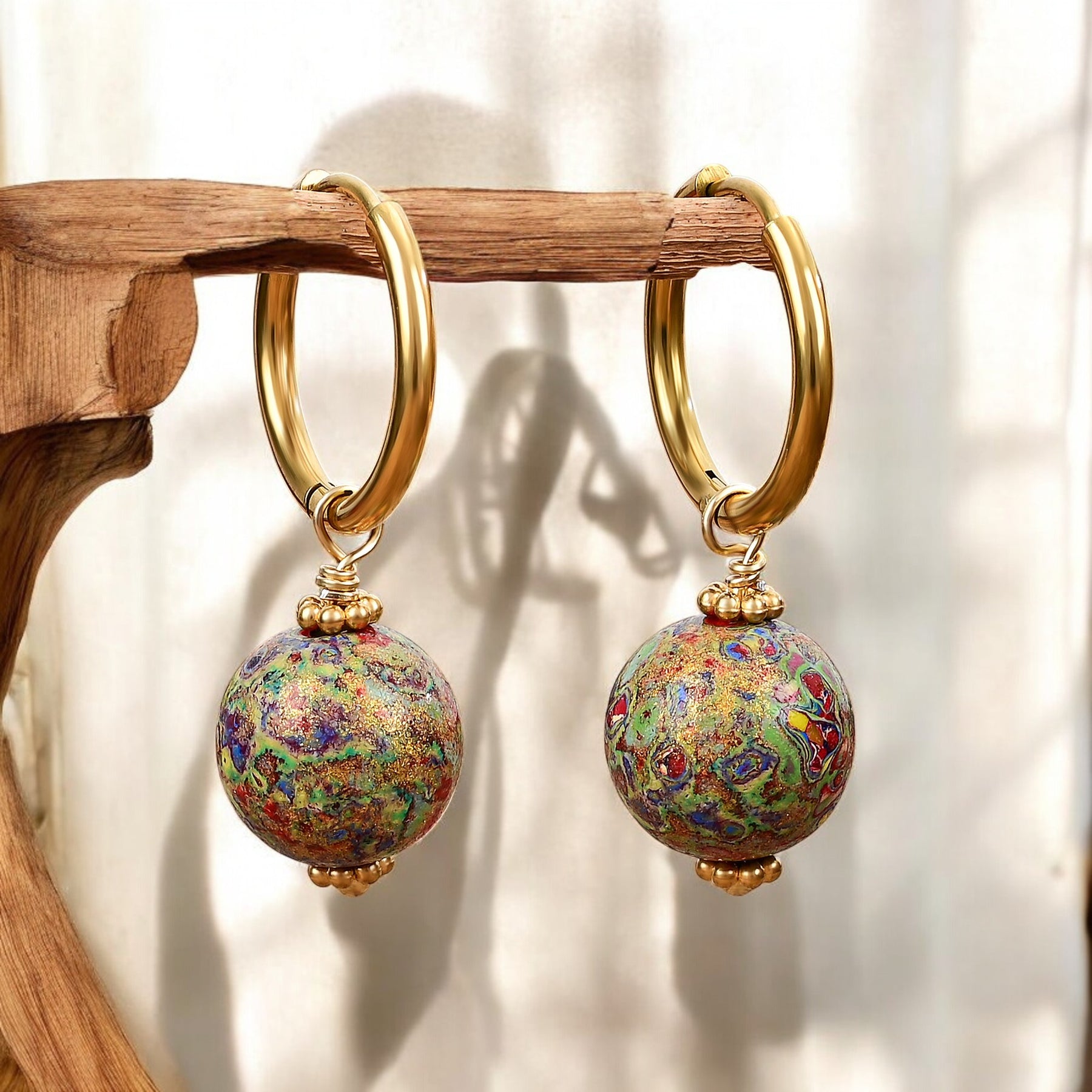 Meadow Mist Speckle Orb Hoop Earrings