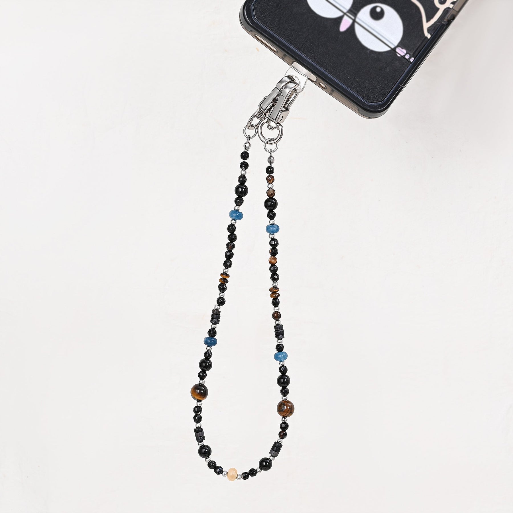 Black Agate Strength Phone Chain