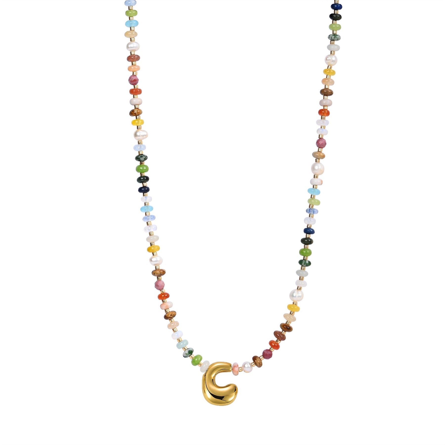 Multicolor Bubble Letter Necklace