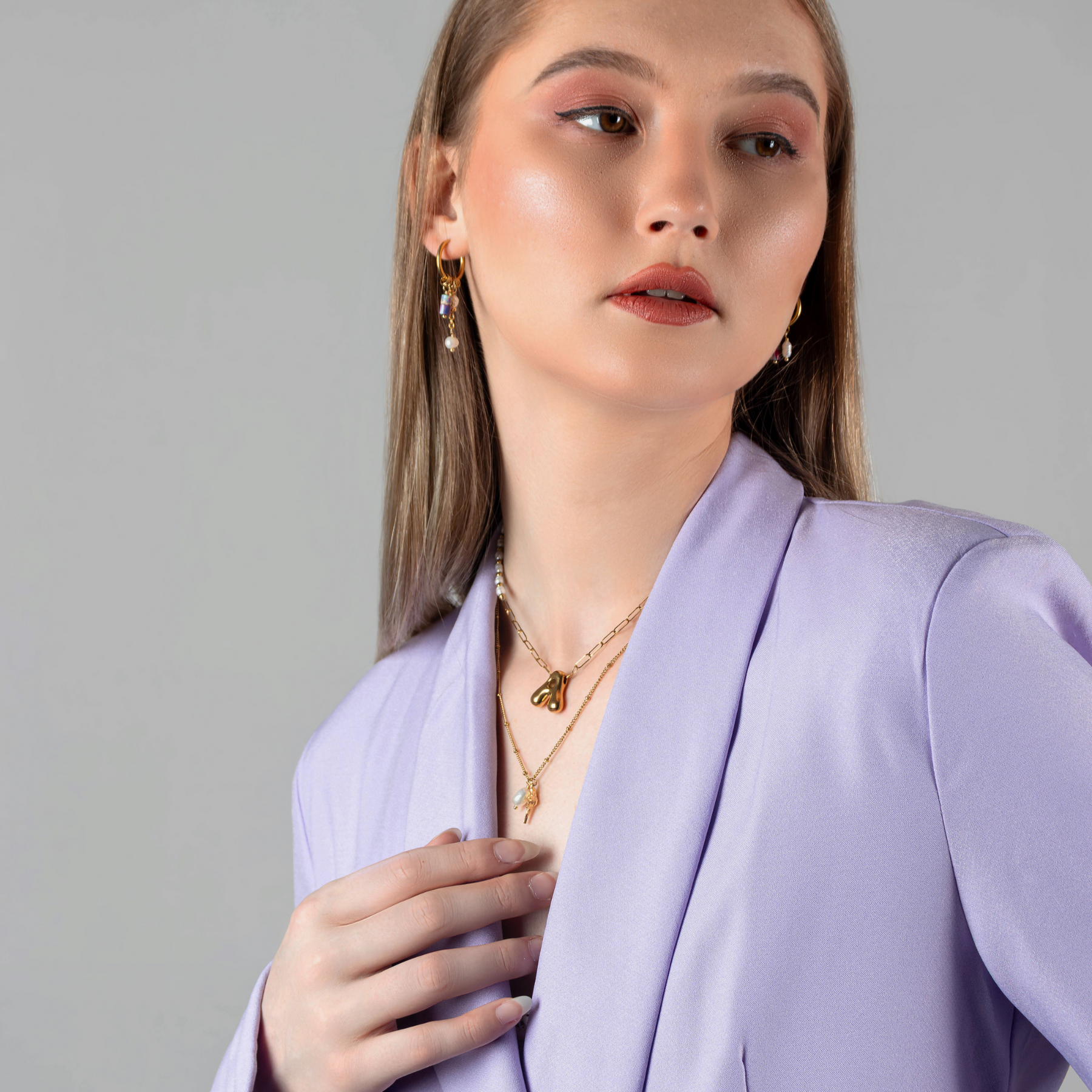 Chic Bubble Pearl Initial Chain Necklace