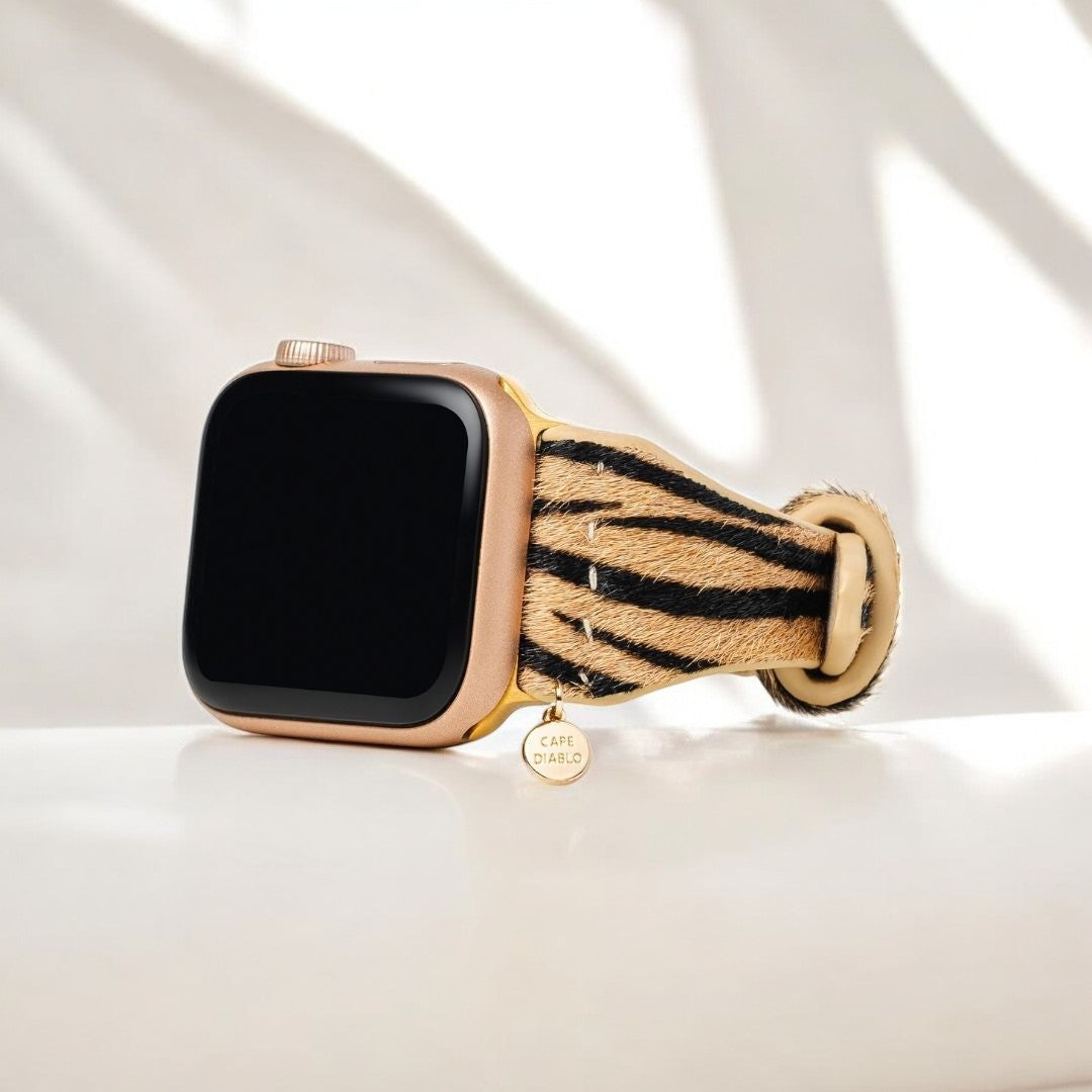 Elegant Stripes Leather Apple Watch Strap