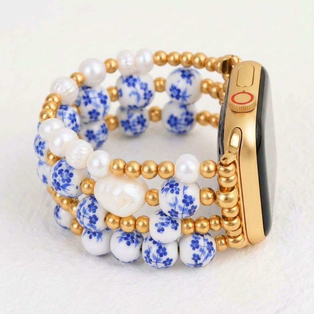 Porcelain Garden Sapphire Bloom Apple Watch Strap