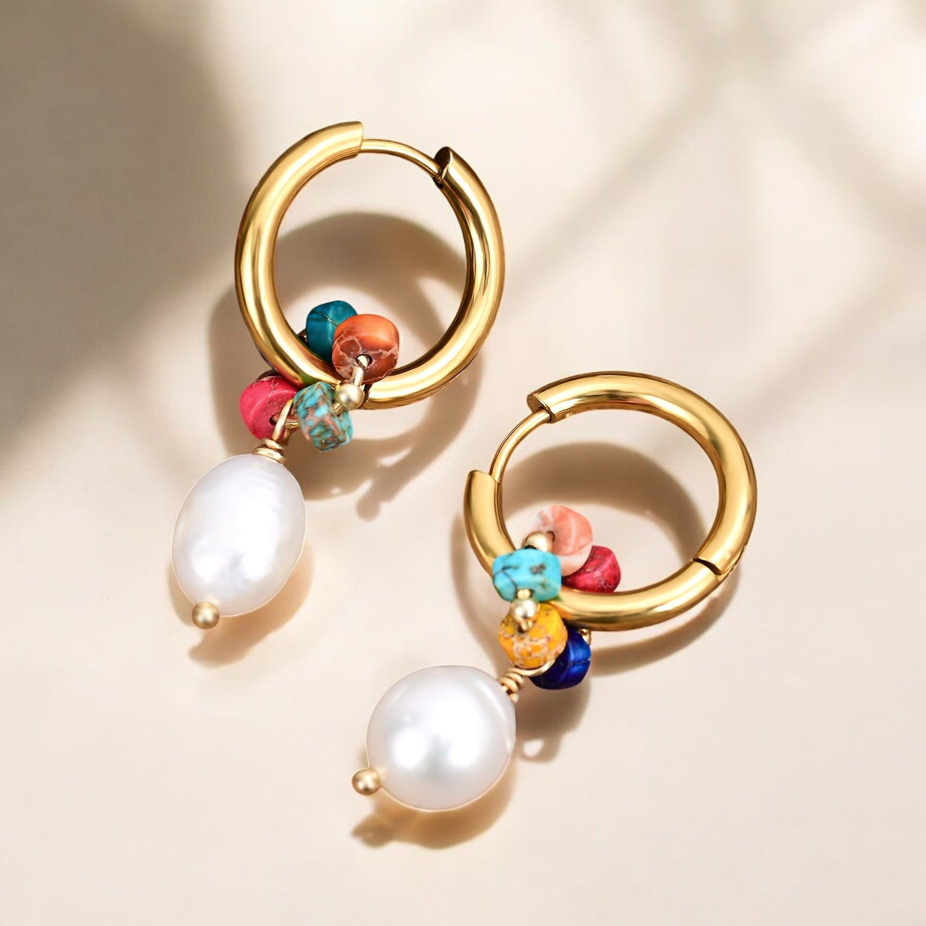 Jasper Harmony Pearl Hoop Earrings