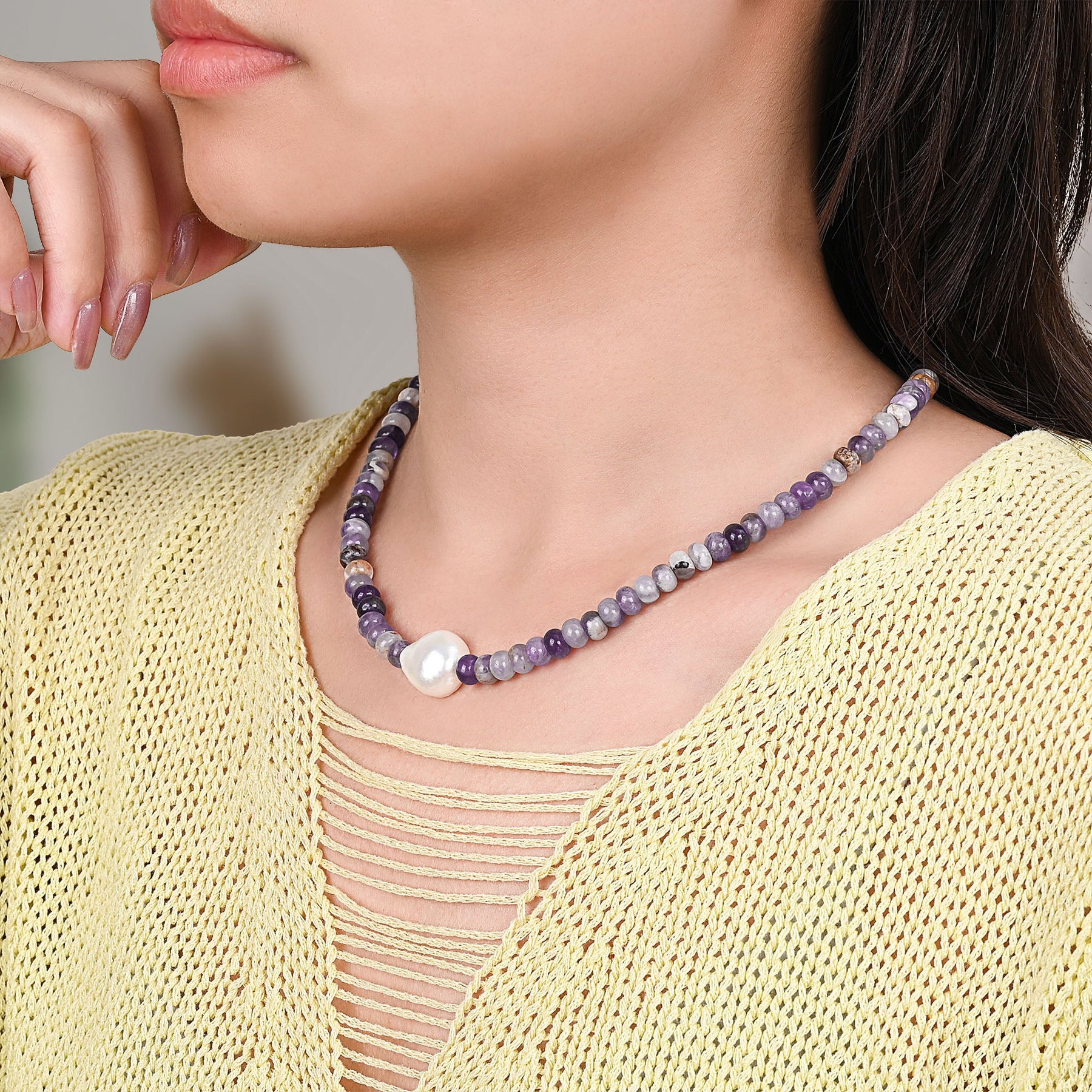 Amethyst Grace Pearl Necklace