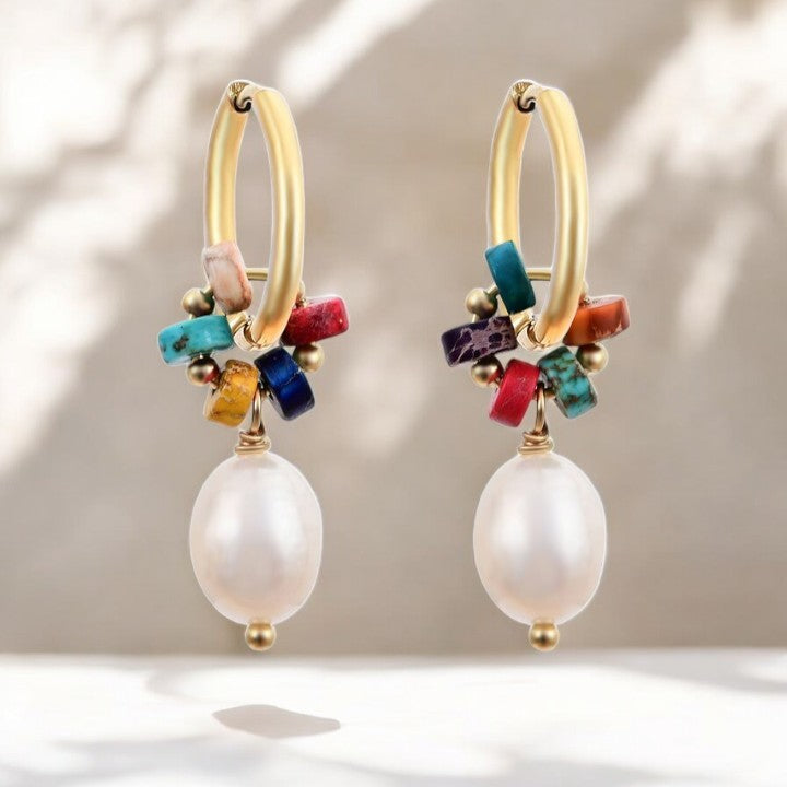 Jasper Harmony Pearl Hoop Earrings