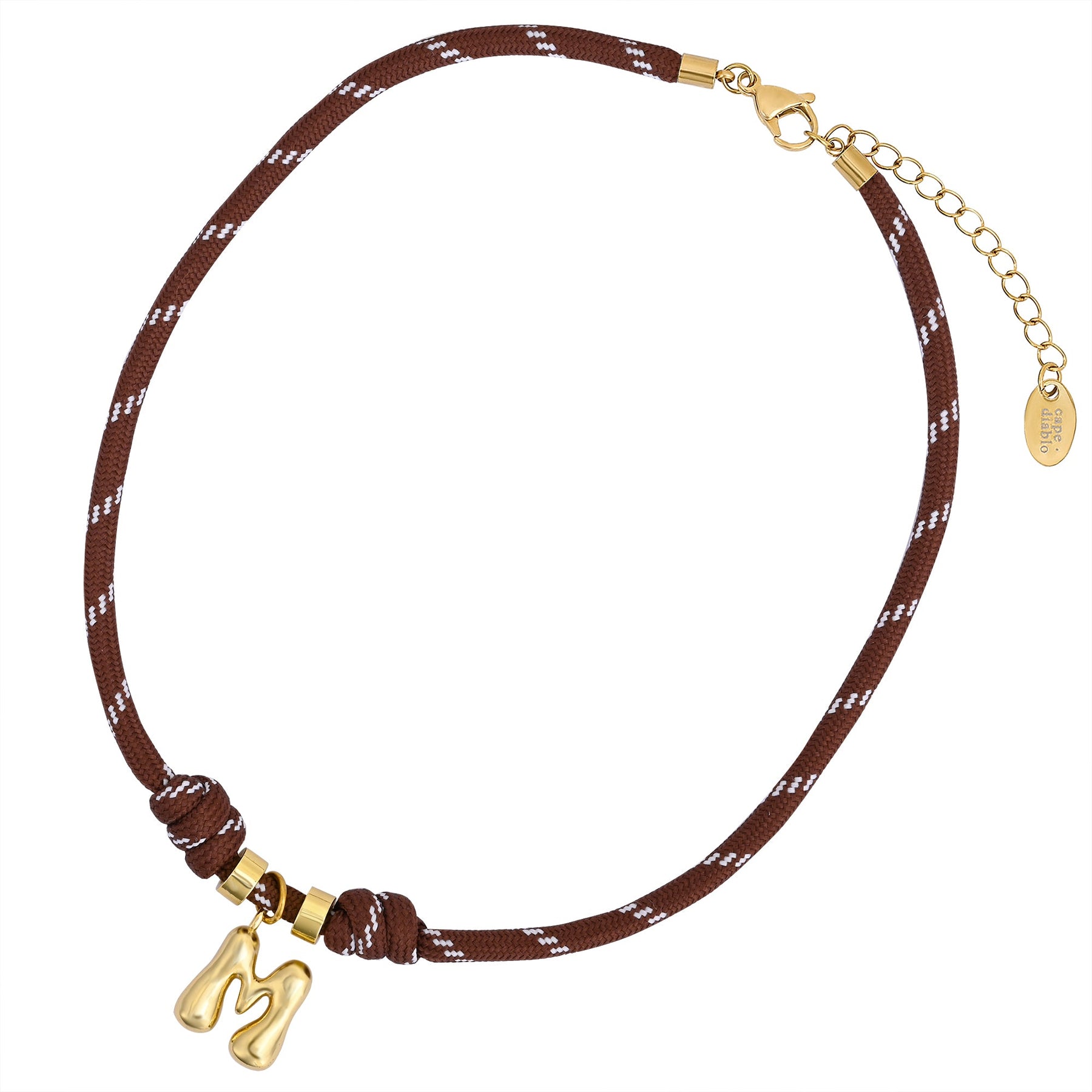 Golden Bubble Letter Rope Necklace