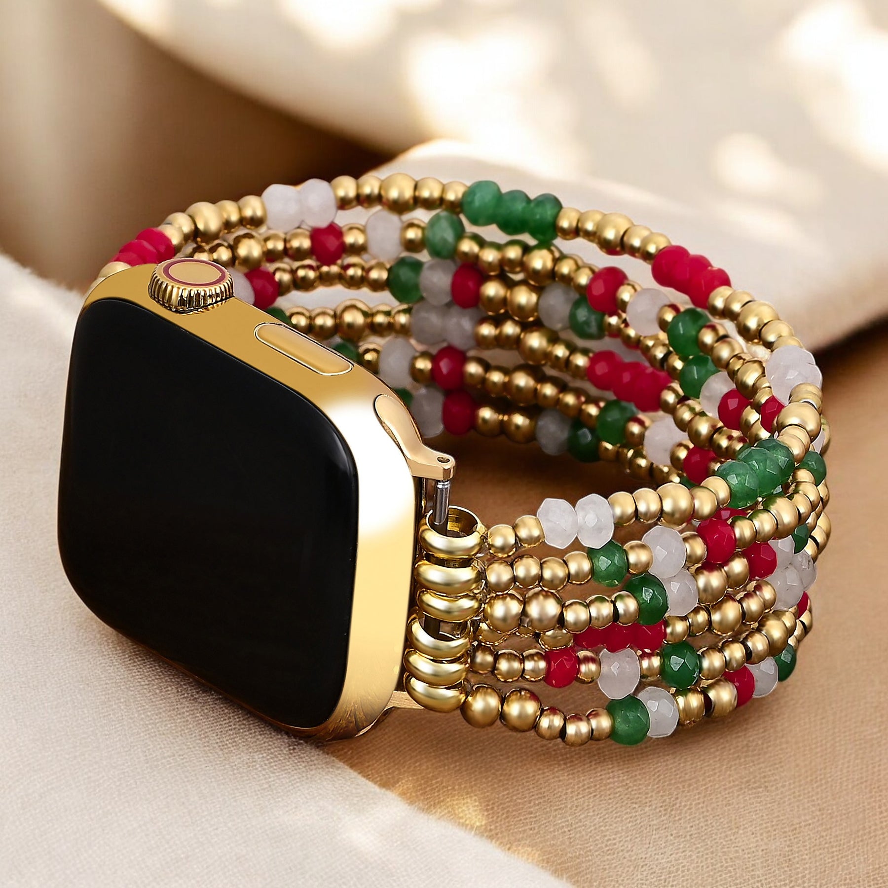 Golden Holly Cheer Stretch Apple Watch Strap
