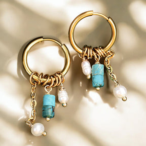 Golden Sky Bloom Drop Hoop Earrings