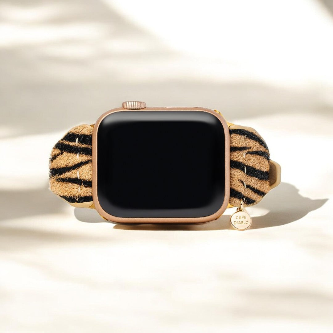 Elegant Stripes Leather Apple Watch Strap