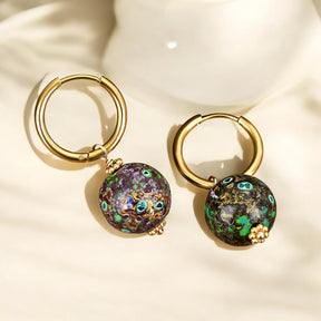 Emerald Eclipse Speckle Orb Hoop Earrings