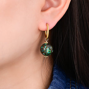 Emerald Eclipse Speckle Orb Hoop Earrings
