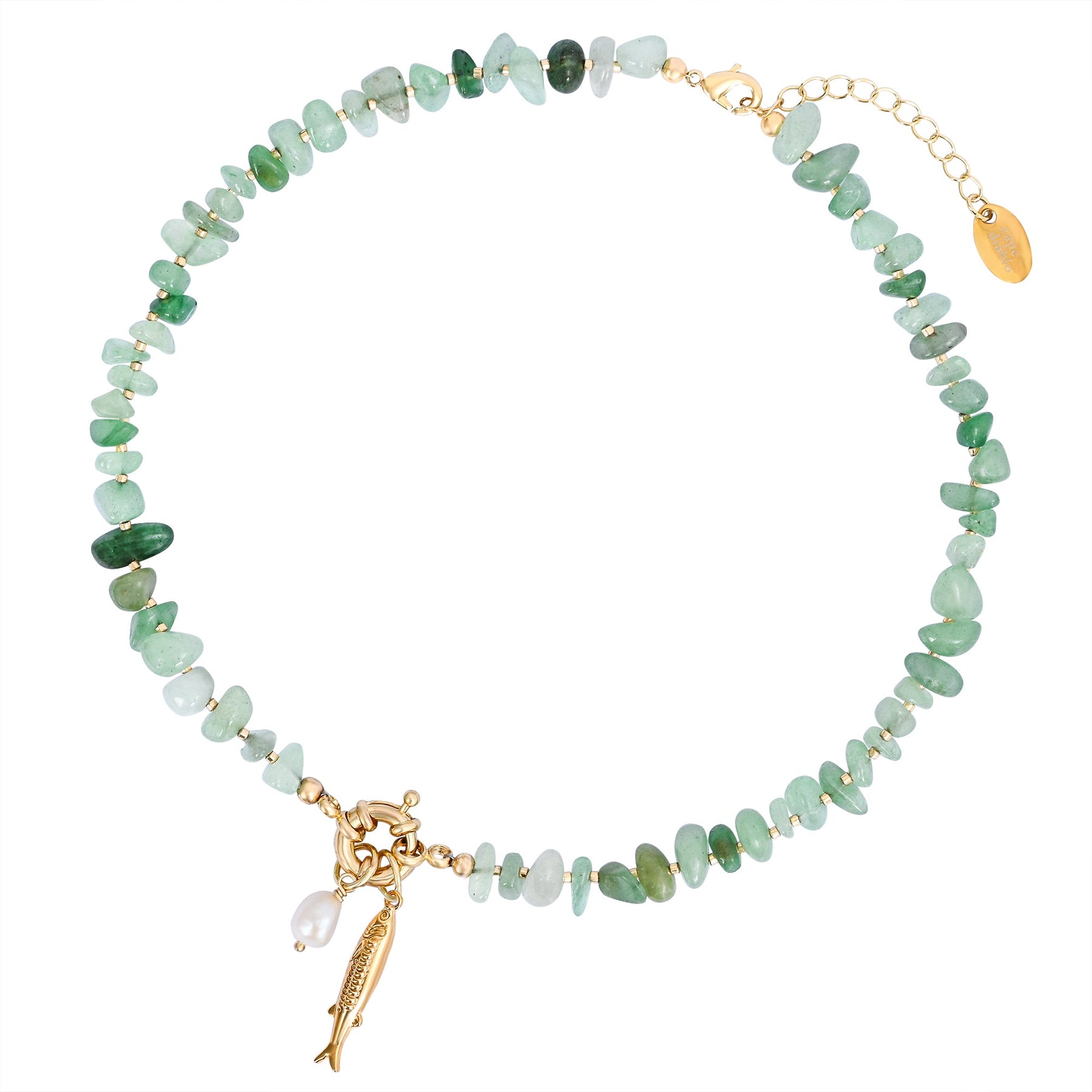 Aventurine Pearl Charm Necklace
