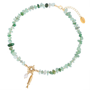 Aventurine Pearl Charm Necklace