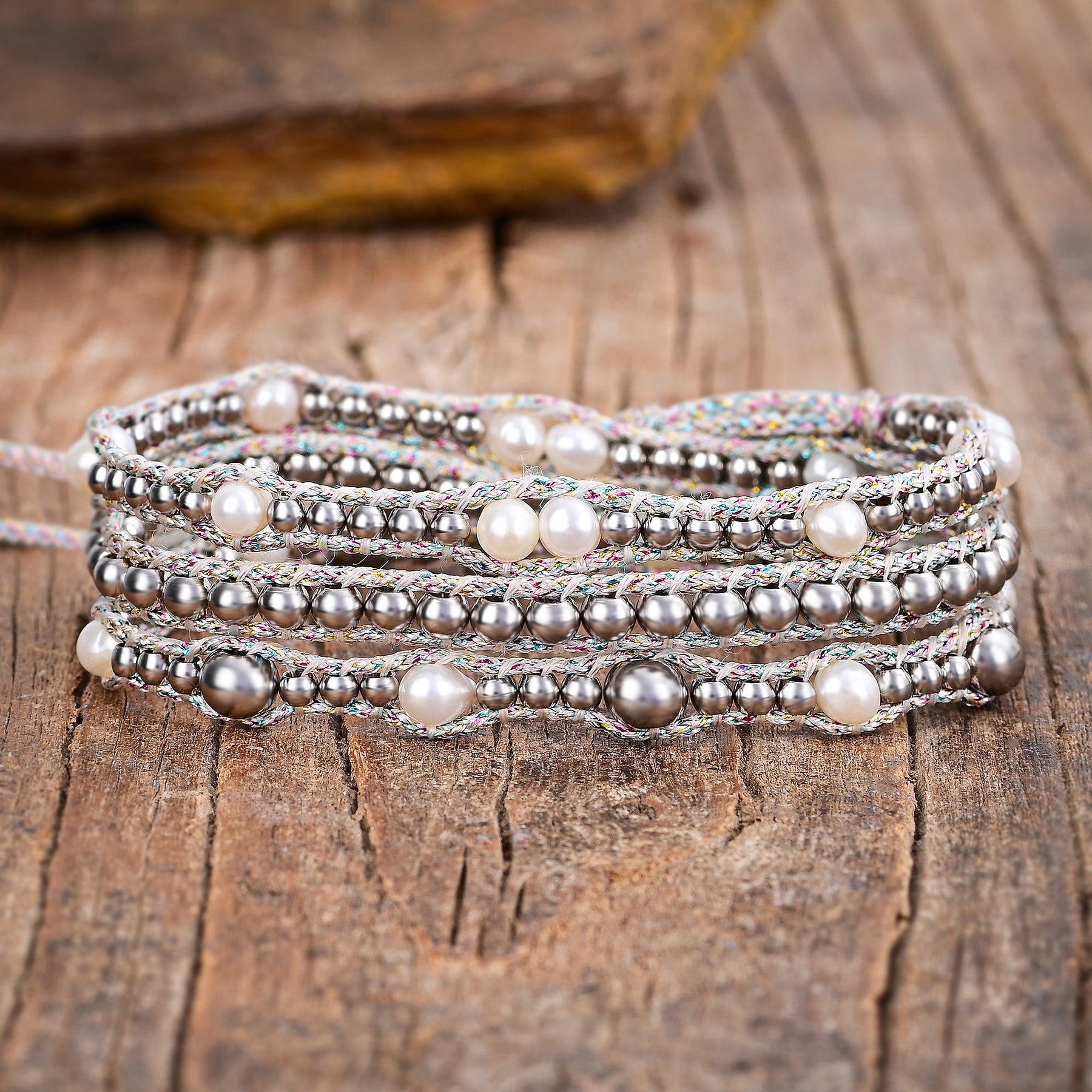 Gleaming Pearl Protection Wrap Bracelet