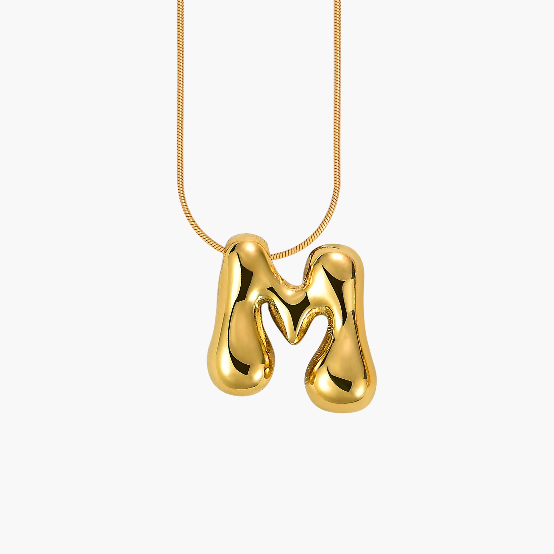 Golden Glow Bubble Letter Initial Necklace