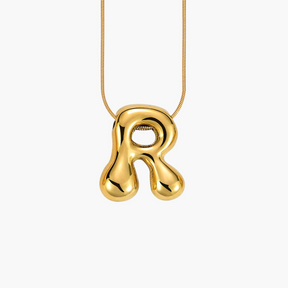 Golden Glow Bubble Letter Initial Necklace