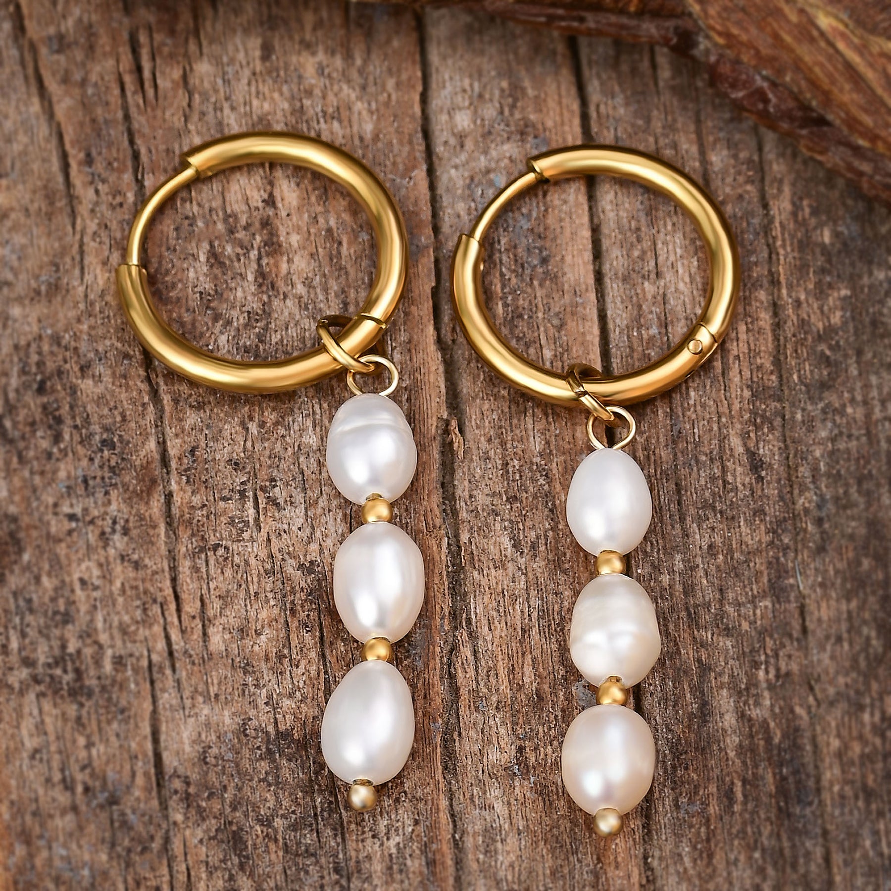 Lustrous Cascade Pearl Hoop Earrings