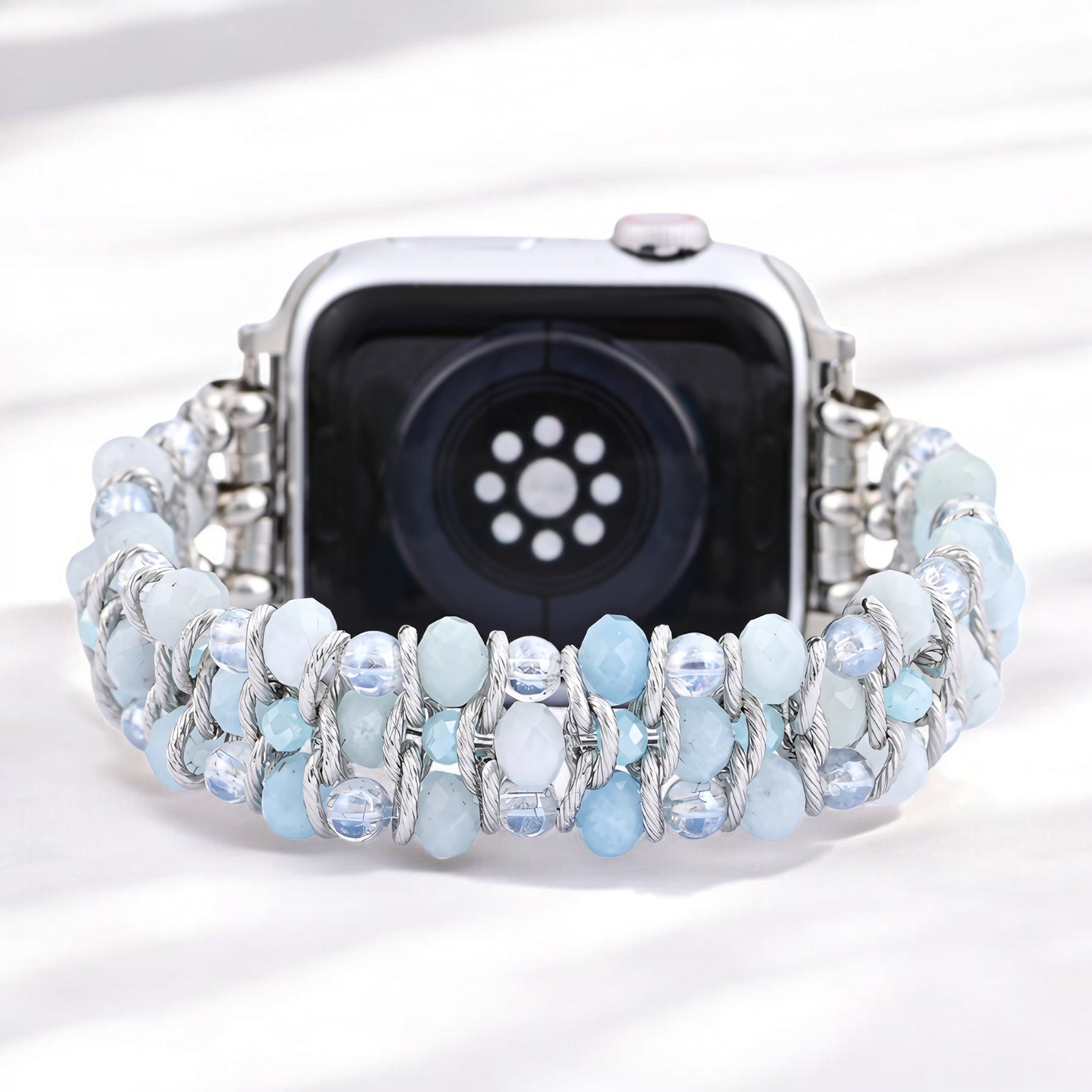 Aquamarine Sapphire Braided Apple Watch Strap