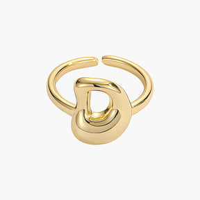 Golden Glow Bubble Letter Initial Ring