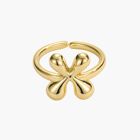 Golden Glow Bubble Letter Initial Ring