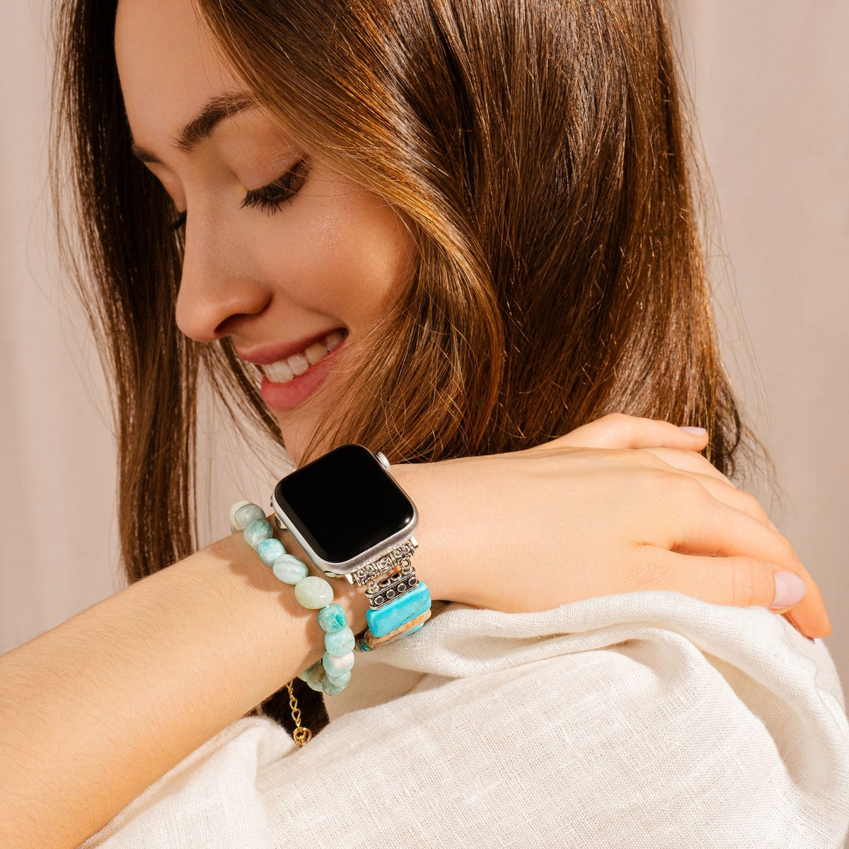 Coastal Turquoise Stretch Apple Watch Strap