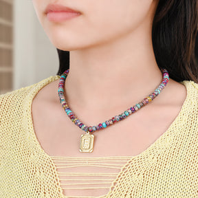 Purple Imperial Jasper Letter Necklace