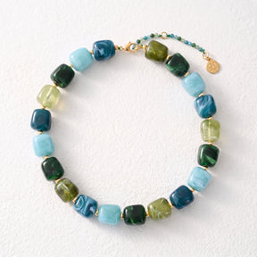 Chunky Square Bead Necklace Black