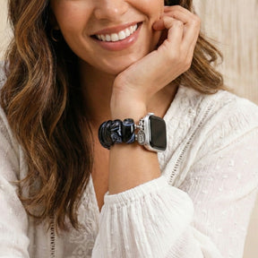 Black Marble Agate Apple Watch Strap