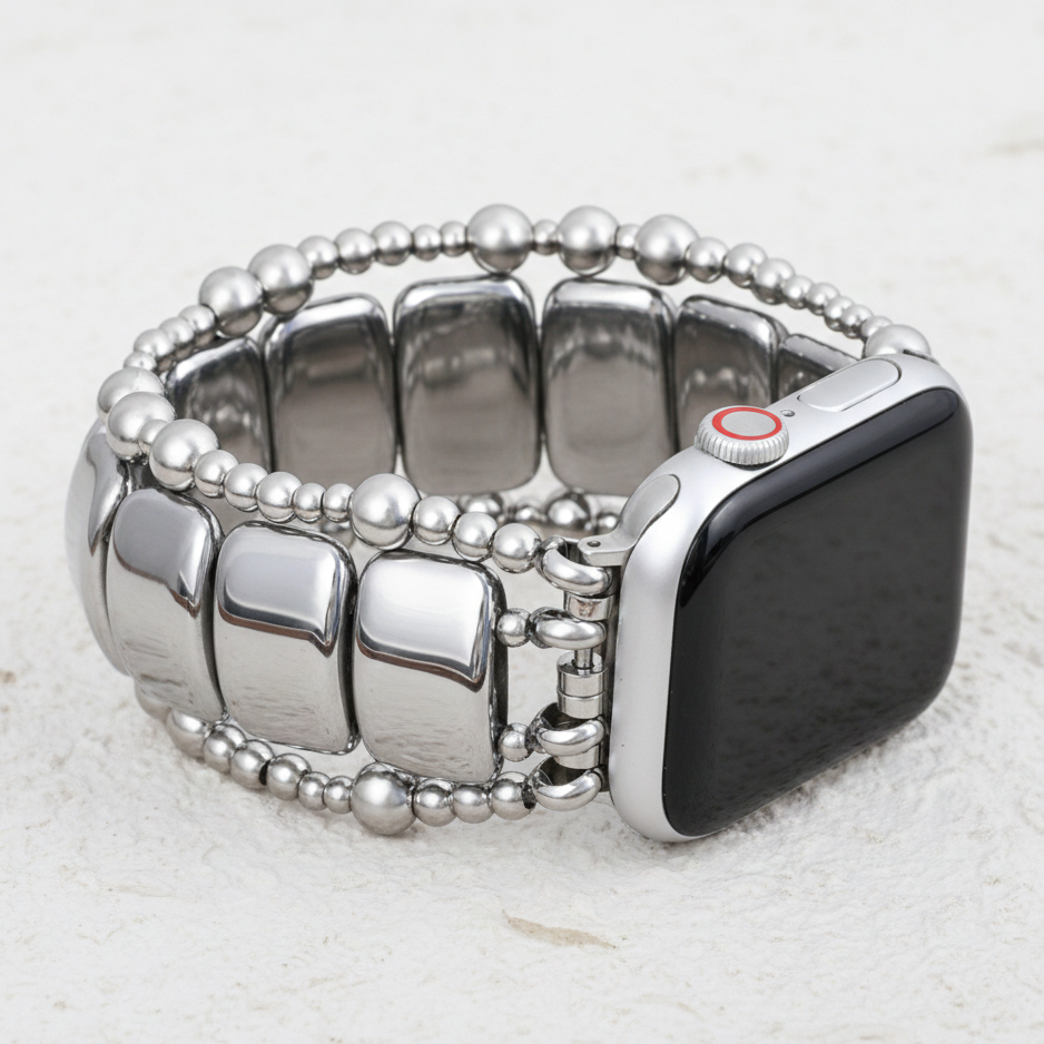 Platinum Noir Stretch Apple Watch Strap