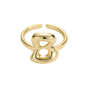 Golden Glow Bubble Letter Initial Ring