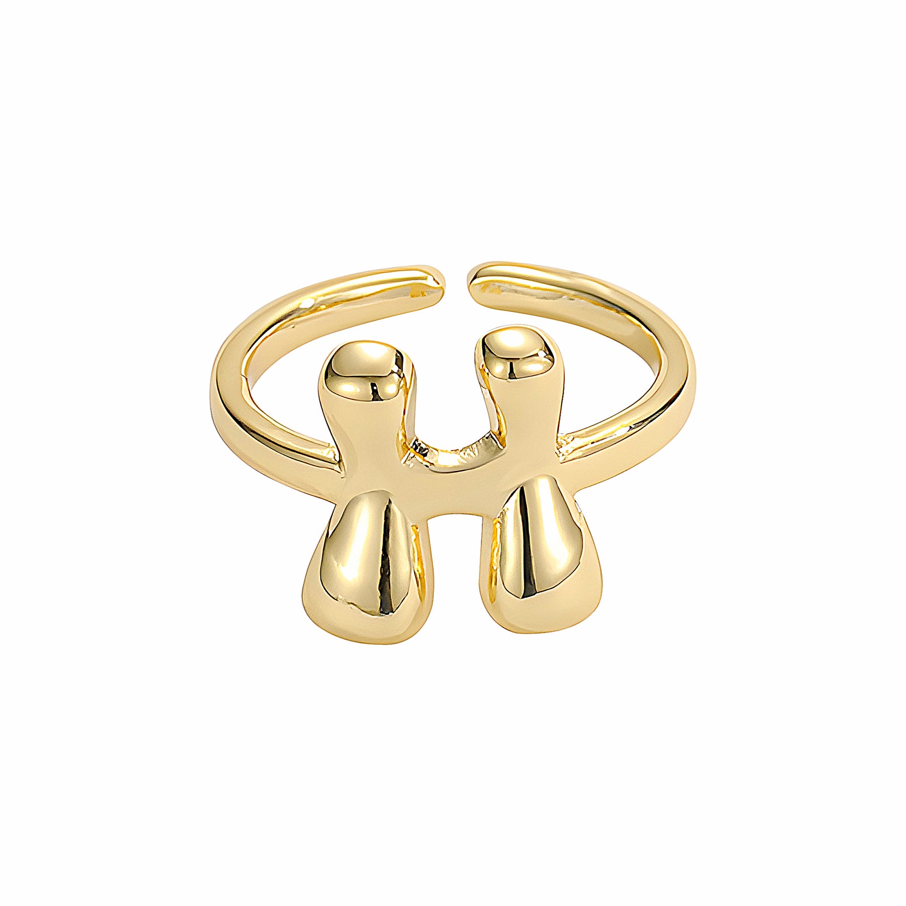 Golden Glow Bubble Letter Initial Ring