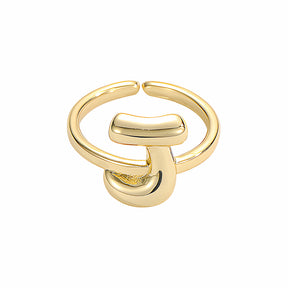 Golden Glow Bubble Letter Initial Ring