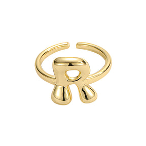 Golden Glow Bubble Letter Initial Ring