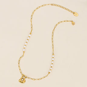 Chic Bubble Pearl Initial Chain Necklace