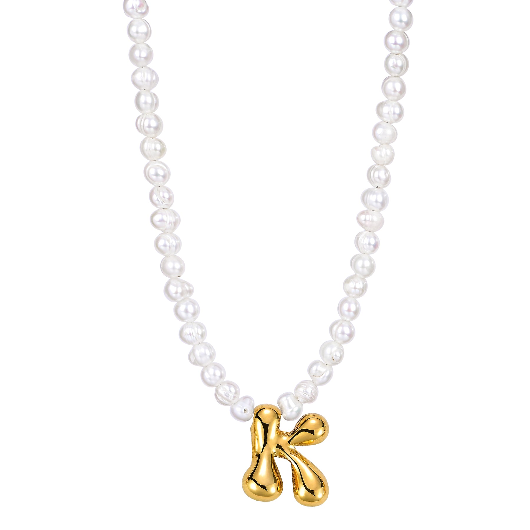 Pearl Bubble Initial Necklace